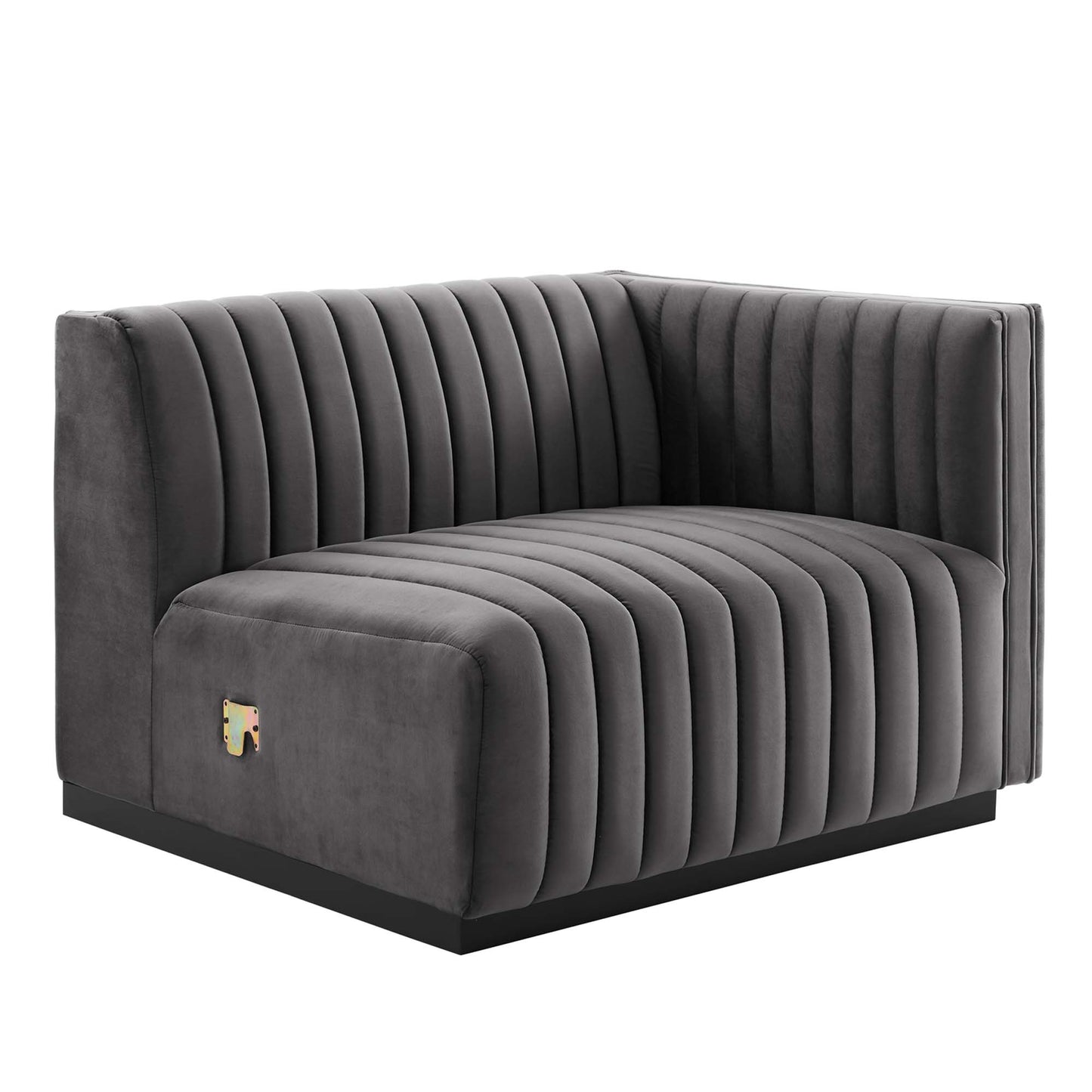 Modway Outlet Conjure Channel Tufted Performance Velvet Right-Arm Chair by Modway  Living Room Furniture Black Gray - EEI-5492-BLK-GRY