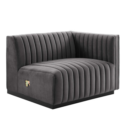 Modway Outlet Conjure Channel Tufted Performance Velvet Right-Arm Chair by Modway  Living Room Furniture Black Gray - EEI-5492-BLK-GRY
