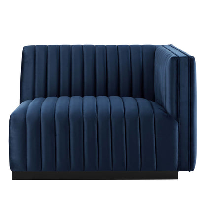 Modway Outlet Conjure Channel Tufted Performance Velvet Right-Arm Chair by Modway  Living Room Furniture Black Midnight Blue - EEI-5492-BLK-MID