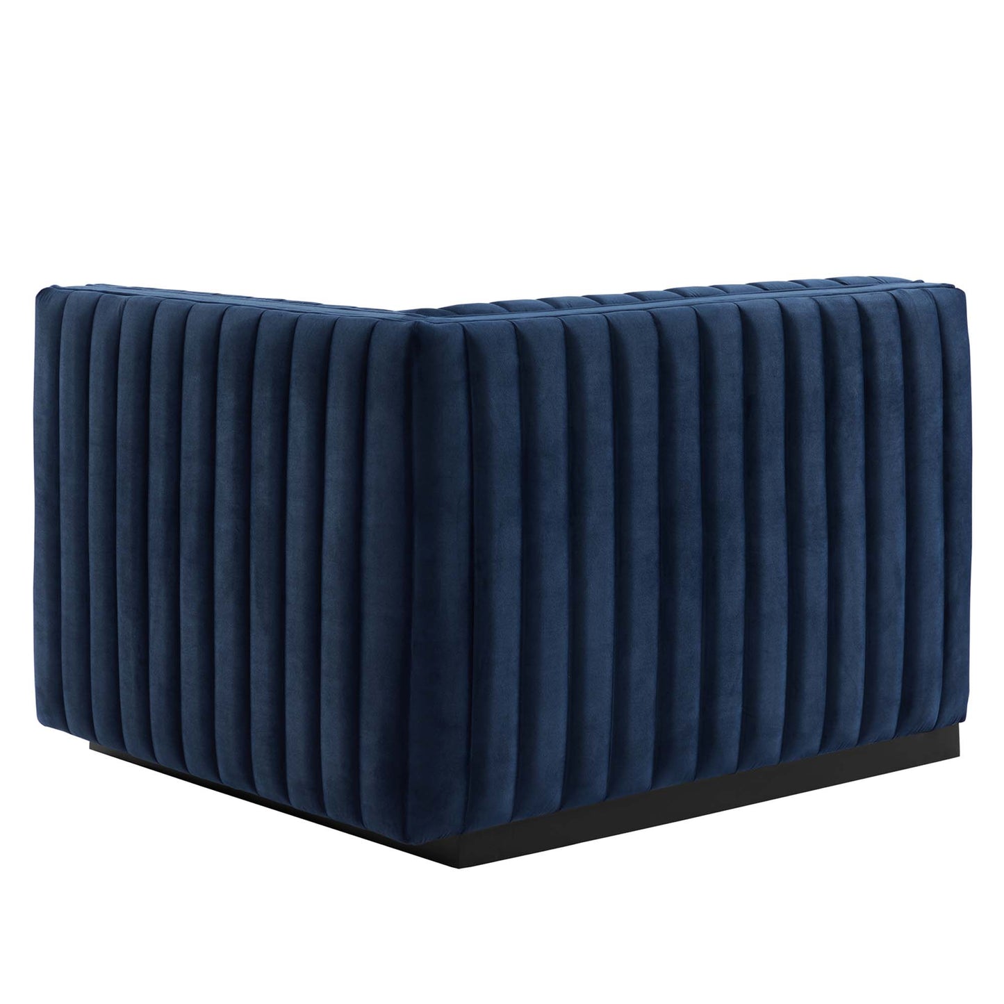 Modway Outlet Conjure Channel Tufted Performance Velvet Right-Arm Chair by Modway  Living Room Furniture Black Midnight Blue - EEI-5492-BLK-MID