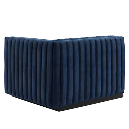 Modway Outlet Conjure Channel Tufted Performance Velvet Right-Arm Chair by Modway  Living Room Furniture Black Midnight Blue - EEI-5492-BLK-MID