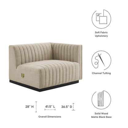 Modway - Conjure Channel Tufted Upholstered Fabric Right-Arm Chair by Modway  Living Room Sofas and Armchairs Brown - EEI-5493-BLK-BEI