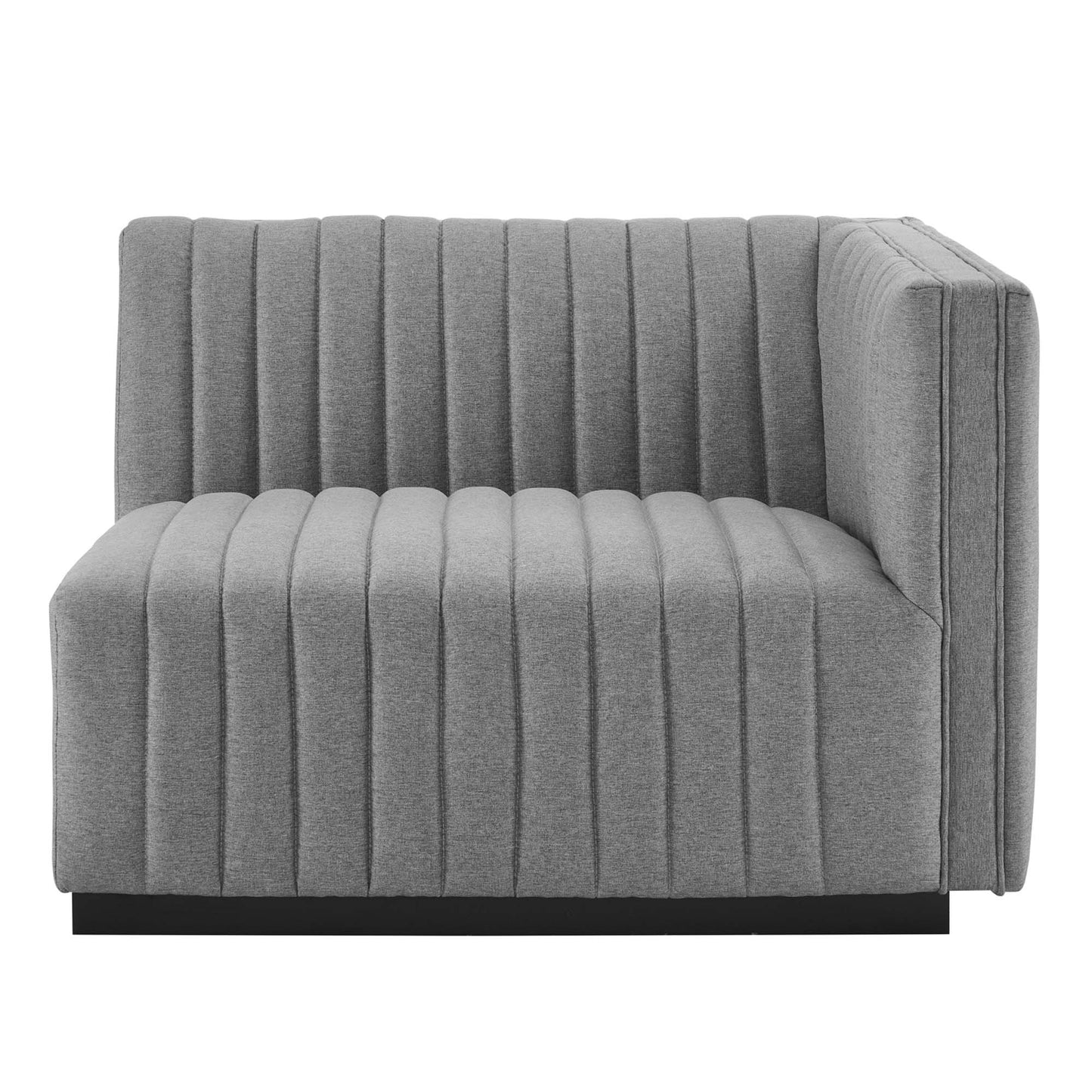 Modway - Conjure Channel Tufted Upholstered Fabric Right-Arm Chair by Modway  Living Room Sofas and Armchairs Gray - EEI-5493-BLK-LGR