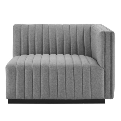 Modway - Conjure Channel Tufted Upholstered Fabric Right-Arm Chair by Modway  Living Room Sofas and Armchairs Gray - EEI-5493-BLK-LGR