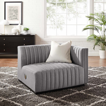 Modway - Conjure Channel Tufted Upholstered Fabric Right-Arm Chair by Modway  Living Room Sofas and Armchairs Gray - EEI-5493-BLK-LGR