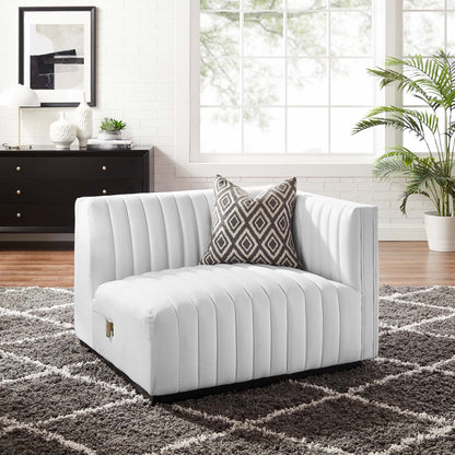 Modway - Conjure Channel Tufted Upholstered Fabric Right-Arm Chair by Modway  Living Room Sofas and Armchairs White - EEI-5493-BLK-WHI