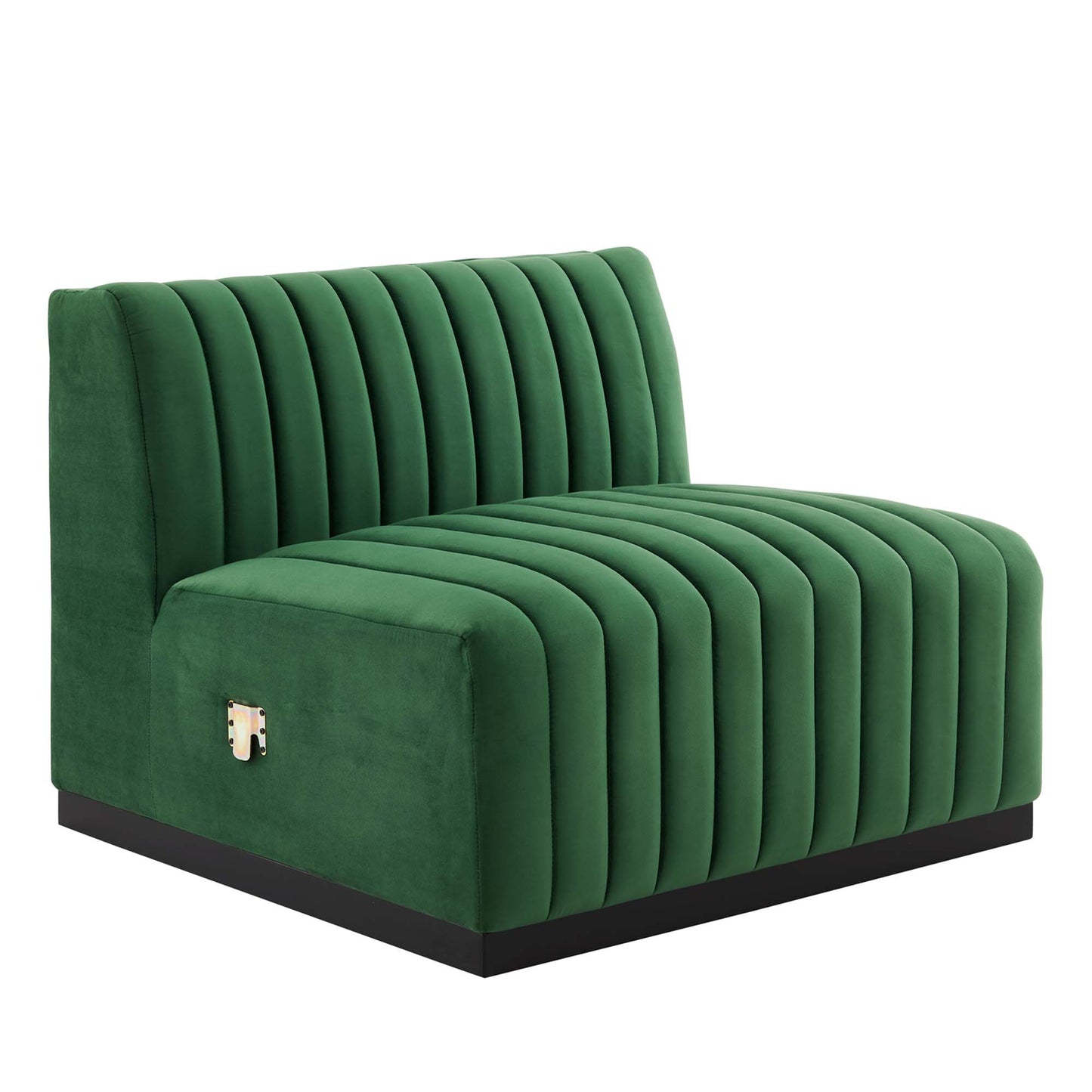 Modway Outlet Conjure Channel Tufted Performance Velvet Armless Chair by Modway  Living Room Furniture Black Emerald - EEI-5494-BLK-EME
