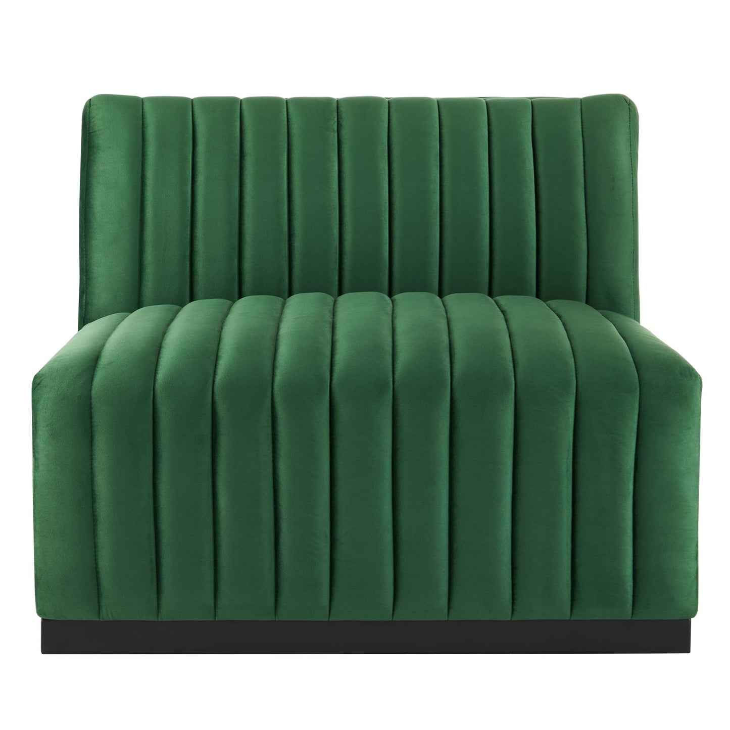 Modway Outlet Conjure Channel Tufted Performance Velvet Armless Chair by Modway  Living Room Furniture Black Emerald - EEI-5494-BLK-EME