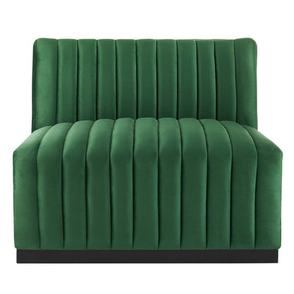 Modway Outlet Conjure Channel Tufted Performance Velvet Armless Chair by Modway  Living Room Furniture Black Emerald - EEI-5494-BLK-EME