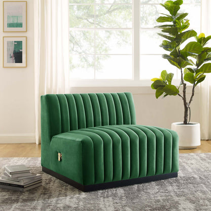 Modway Outlet Conjure Channel Tufted Performance Velvet Armless Chair by Modway  Living Room Furniture Black Emerald - EEI-5494-BLK-EME