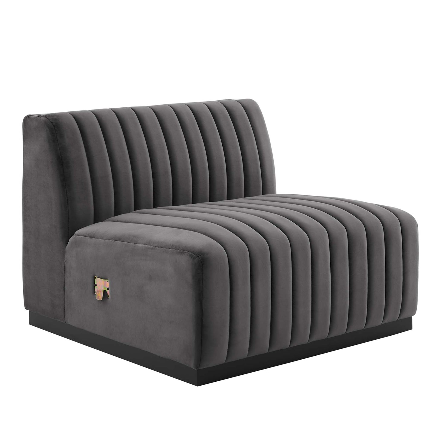 Modway Outlet Conjure Channel Tufted Performance Velvet Armless Chair by Modway  Living Room Furniture Black Gray - EEI-5494-BLK-GRY