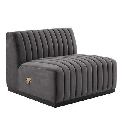 Modway Outlet Conjure Channel Tufted Performance Velvet Armless Chair by Modway  Living Room Furniture Black Gray - EEI-5494-BLK-GRY