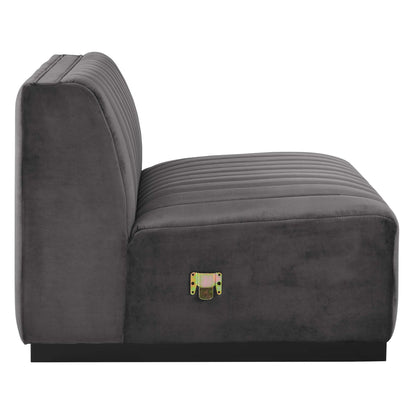 Modway Outlet Conjure Channel Tufted Performance Velvet Armless Chair by Modway  Living Room Furniture Black Gray - EEI-5494-BLK-GRY