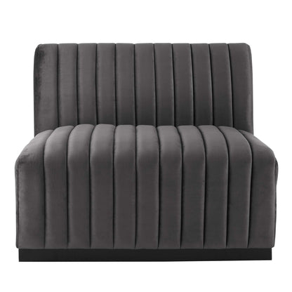 Modway Outlet Conjure Channel Tufted Performance Velvet Armless Chair by Modway  Living Room Furniture Black Gray - EEI-5494-BLK-GRY