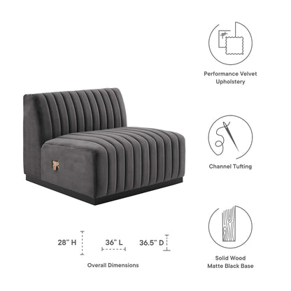 Modway Outlet Conjure Channel Tufted Performance Velvet Armless Chair by Modway  Living Room Furniture Black Gray - EEI-5494-BLK-GRY