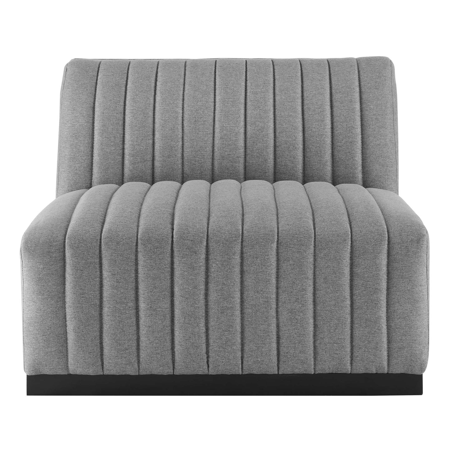 Modway Outlet Conjure Channel Tufted Upholstered Fabric Armless Chair by Modway  Living Room Furniture Black Light Gray - EEI-5495-BLK-LGR