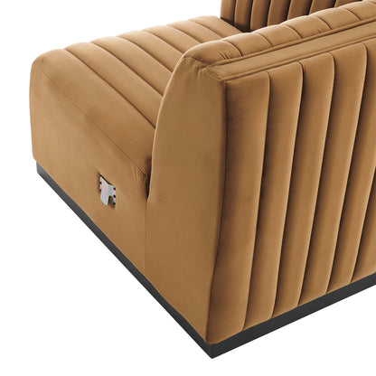 Modway Outlet Conjure Channel Tufted Performance Velvet Left Corner Chair by Modway  Living Room Furniture Black Cognac - EEI-5496-BLK-COG