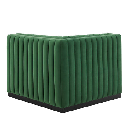 Modway Outlet Conjure Channel Tufted Performance Velvet Left Corner Chair by Modway  Living Room Furniture Black Emerald - EEI-5496-BLK-EME