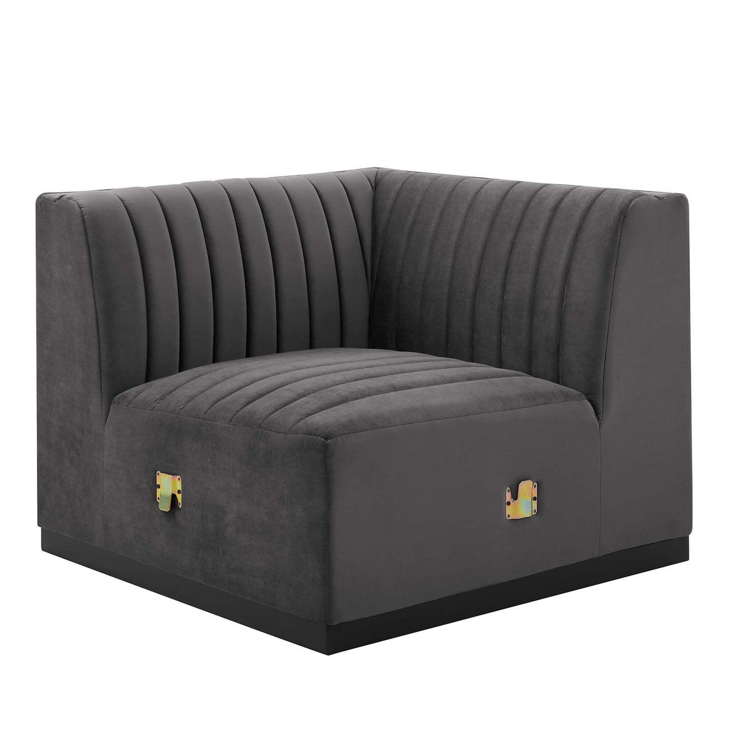 Modway Outlet Conjure Channel Tufted Performance Velvet Left Corner Chair by Modway  Living Room Furniture Black Gray - EEI-5496-BLK-GRY