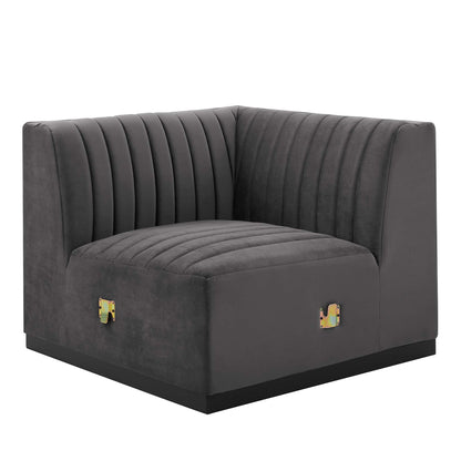 Modway Outlet Conjure Channel Tufted Performance Velvet Left Corner Chair by Modway  Living Room Furniture Black Gray - EEI-5496-BLK-GRY