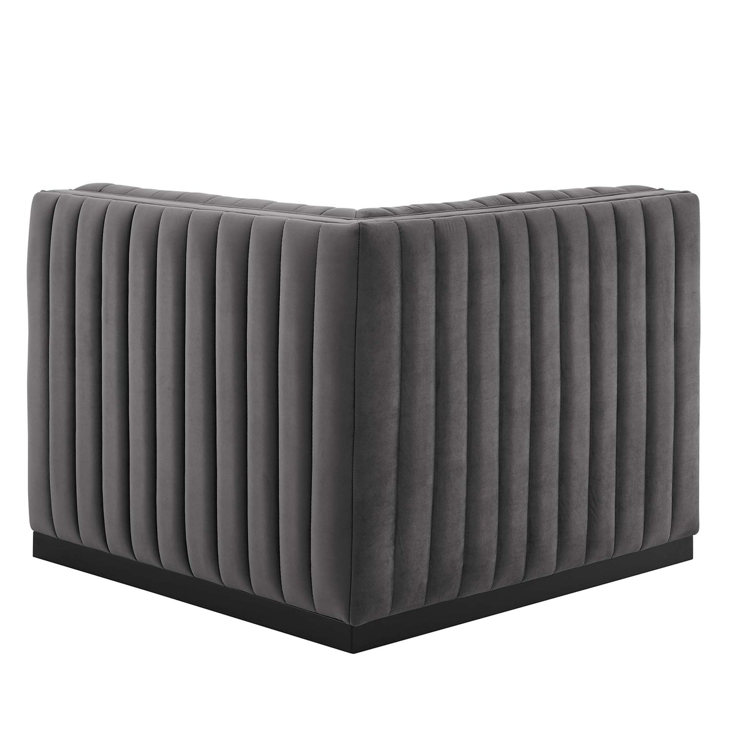 Modway Outlet Conjure Channel Tufted Performance Velvet Left Corner Chair by Modway  Living Room Furniture Black Gray - EEI-5496-BLK-GRY