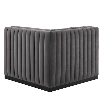 Modway Outlet Conjure Channel Tufted Performance Velvet Left Corner Chair by Modway  Living Room Furniture Black Gray - EEI-5496-BLK-GRY