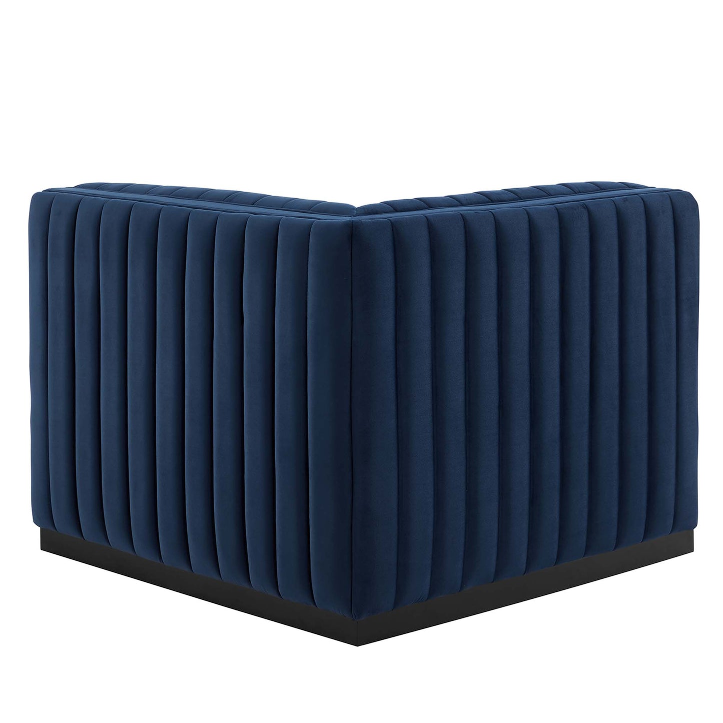 Modway Outlet Conjure Channel Tufted Performance Velvet Left Corner Chair by Modway  Living Room Furniture Black Midnight Blue - EEI-5496-BLK-MID