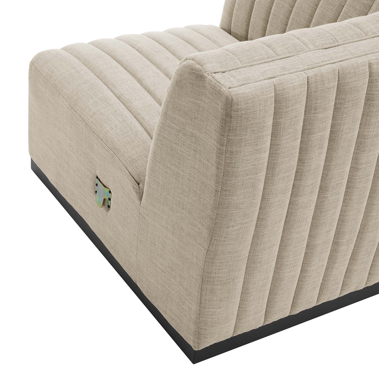 Modway Outlet Conjure Channel Tufted Upholstered Fabric Left Corner Chair by Modway  Living Room Furniture Black Beige - EEI-5497-BLK-BEI