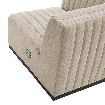 Modway Outlet Conjure Channel Tufted Upholstered Fabric Left Corner Chair by Modway  Living Room Furniture Black Beige - EEI-5497-BLK-BEI