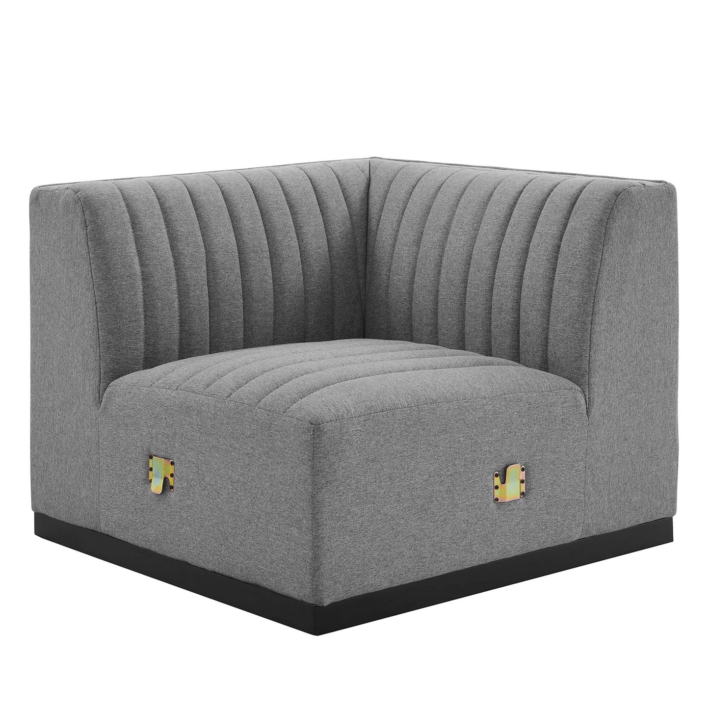 Modway Outlet Conjure Channel Tufted Upholstered Fabric Left Corner Chair by Modway  Living Room Furniture Black Light Gray - EEI-5497-BLK-LGR