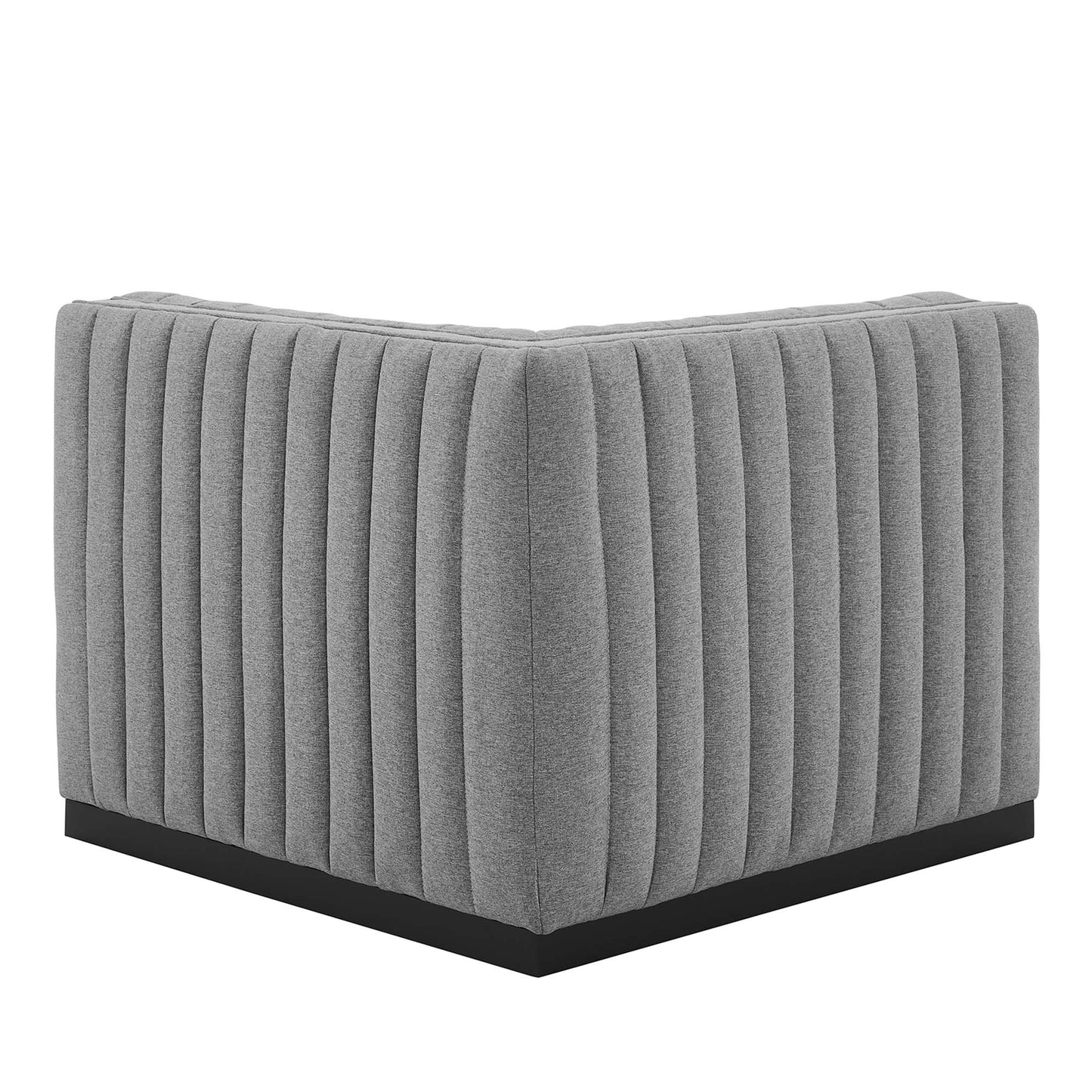 Modway Outlet Conjure Channel Tufted Upholstered Fabric Left Corner Chair by Modway  Living Room Furniture Black Light Gray - EEI-5497-BLK-LGR