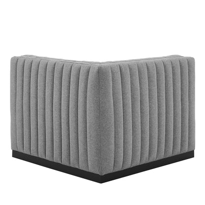 Modway Outlet Conjure Channel Tufted Upholstered Fabric Left Corner Chair by Modway  Living Room Furniture Black Light Gray - EEI-5497-BLK-LGR