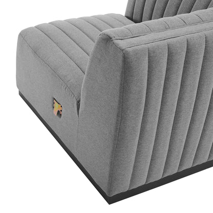 Modway Outlet Conjure Channel Tufted Upholstered Fabric Left Corner Chair by Modway  Living Room Furniture Black Light Gray - EEI-5497-BLK-LGR