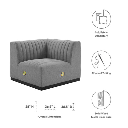 Modway Outlet Conjure Channel Tufted Upholstered Fabric Left Corner Chair by Modway  Living Room Furniture Black Light Gray - EEI-5497-BLK-LGR