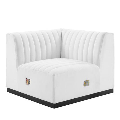 Modway Outlet Conjure Channel Tufted Upholstered Fabric Left Corner Chair by Modway  Living Room Furniture Black White - EEI-5497-BLK-WHI