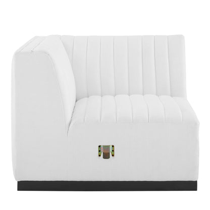Modway Outlet Conjure Channel Tufted Upholstered Fabric Left Corner Chair by Modway  Living Room Furniture Black White - EEI-5497-BLK-WHI