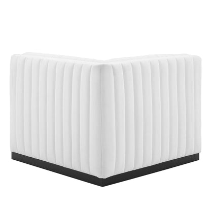 Modway Outlet Conjure Channel Tufted Upholstered Fabric Left Corner Chair by Modway  Living Room Furniture Black White - EEI-5497-BLK-WHI