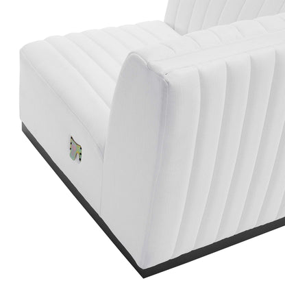 Modway Outlet Conjure Channel Tufted Upholstered Fabric Left Corner Chair by Modway  Living Room Furniture Black White - EEI-5497-BLK-WHI