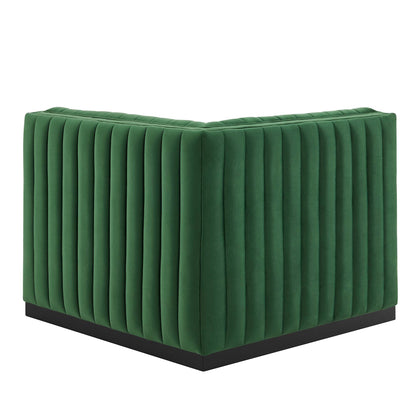 Modway Outlet Conjure Channel Tufted Performance Velvet Right Corner Chair by Modway  Living Room Furniture Black Emerald - EEI-5498-BLK-EME