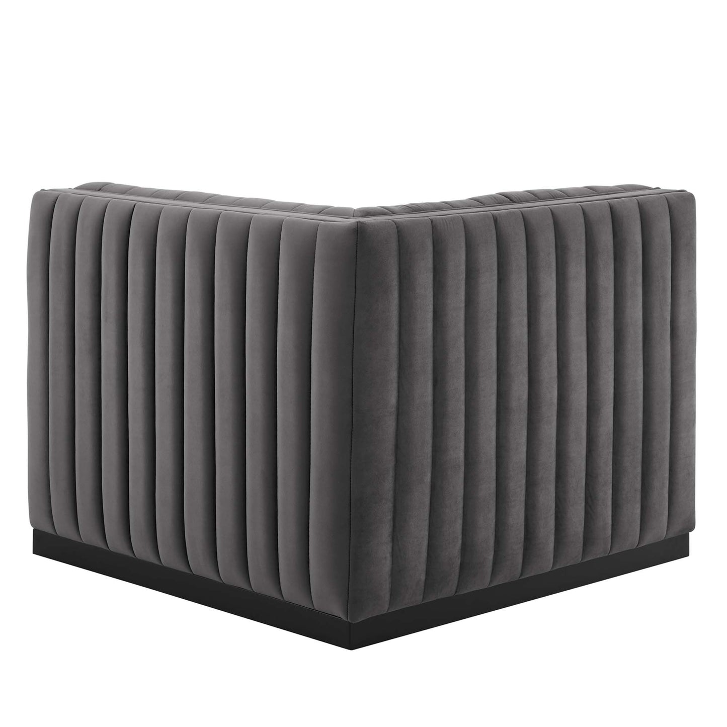 Modway Outlet Conjure Channel Tufted Performance Velvet Right Corner Chair by Modway  Living Room Furniture Black Gray - EEI-5498-BLK-GRY