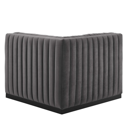Modway Outlet Conjure Channel Tufted Performance Velvet Right Corner Chair by Modway  Living Room Furniture Black Gray - EEI-5498-BLK-GRY
