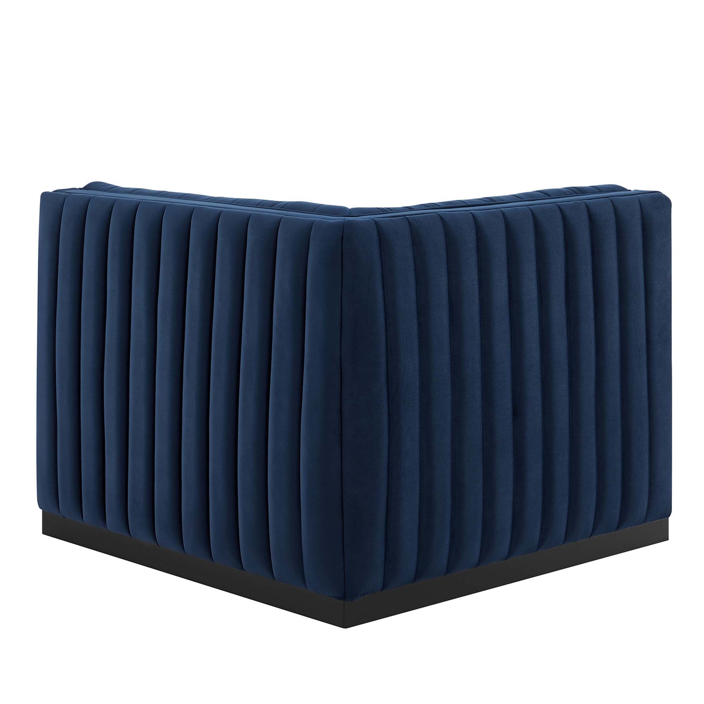 Modway Outlet Conjure Channel Tufted Performance Velvet Right Corner Chair by Modway  Living Room Furniture Black Midnight Blue - EEI-5498-BLK-MID