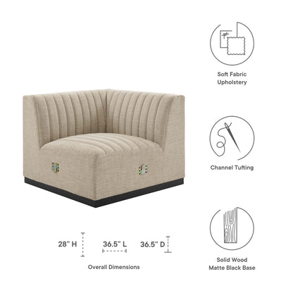 Modway Outlet Conjure Channel Tufted Upholstered Fabric Right Corner Chair by Modway  Living Room Furniture Black Beige - EEI-5499-BLK-BEI