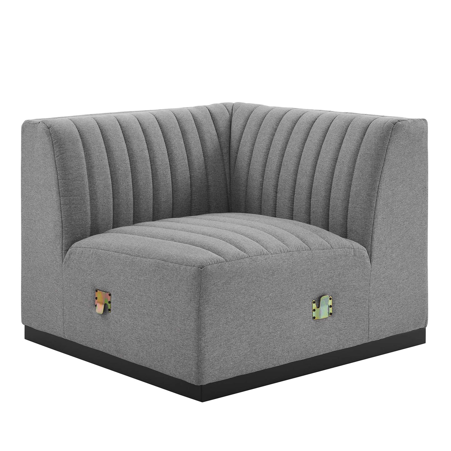 Modway Outlet Conjure Channel Tufted Upholstered Fabric Right Corner Chair by Modway  Living Room Furniture Black Light Gray - EEI-5499-BLK-LGR