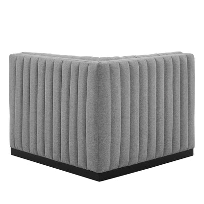 Modway Outlet Conjure Channel Tufted Upholstered Fabric Right Corner Chair by Modway  Living Room Furniture Black Light Gray - EEI-5499-BLK-LGR