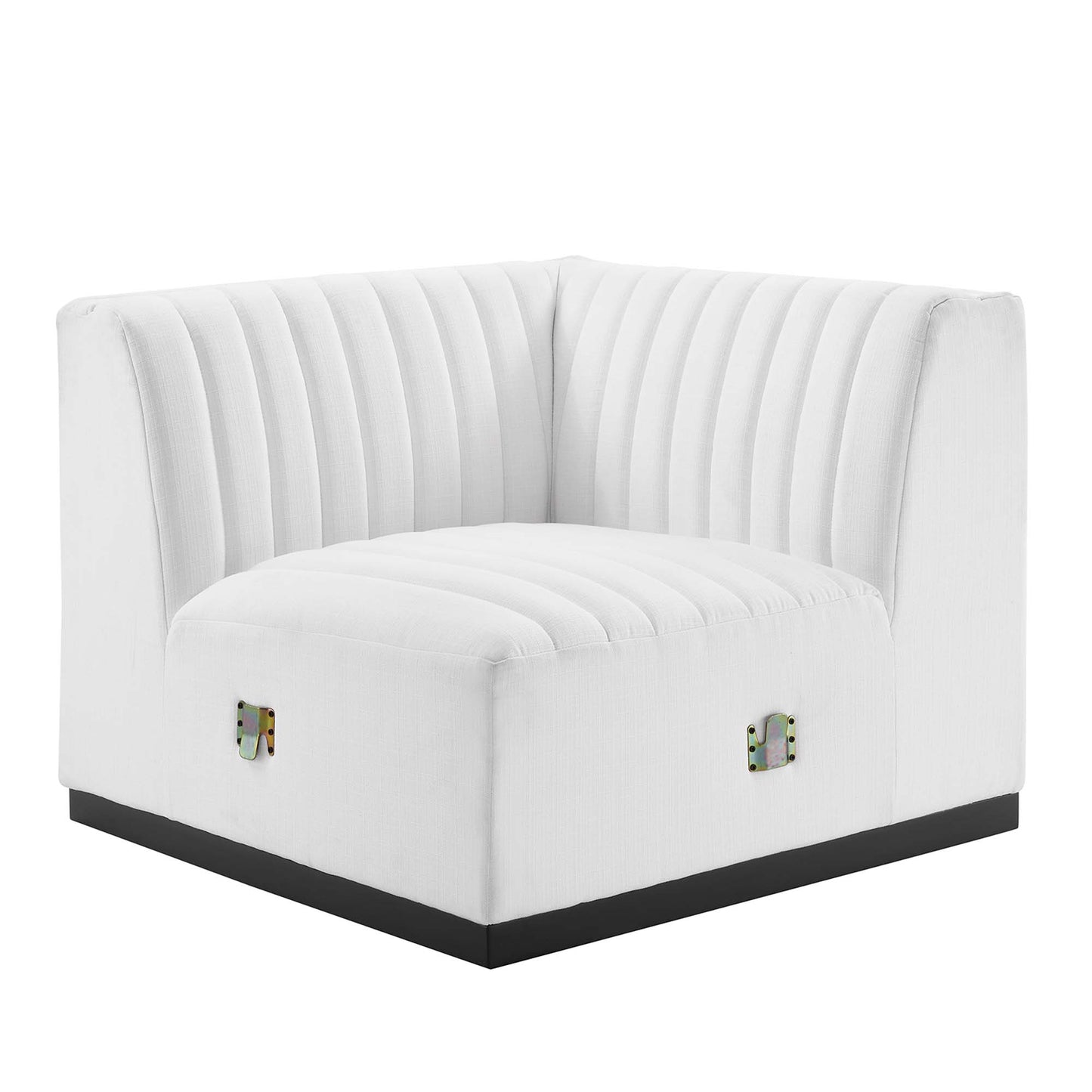 Modway Outlet Conjure Channel Tufted Upholstered Fabric Right Corner Chair by Modway  Living Room Furniture Black White - EEI-5499-BLK-WHI