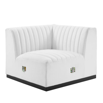 Modway Outlet Conjure Channel Tufted Upholstered Fabric Right Corner Chair by Modway  Living Room Furniture Black White - EEI-5499-BLK-WHI