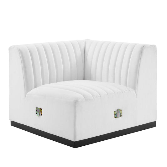 Modway Outlet Conjure Channel Tufted Upholstered Fabric Right Corner Chair by Modway  Living Room Furniture Black White - EEI-5499-BLK-WHI