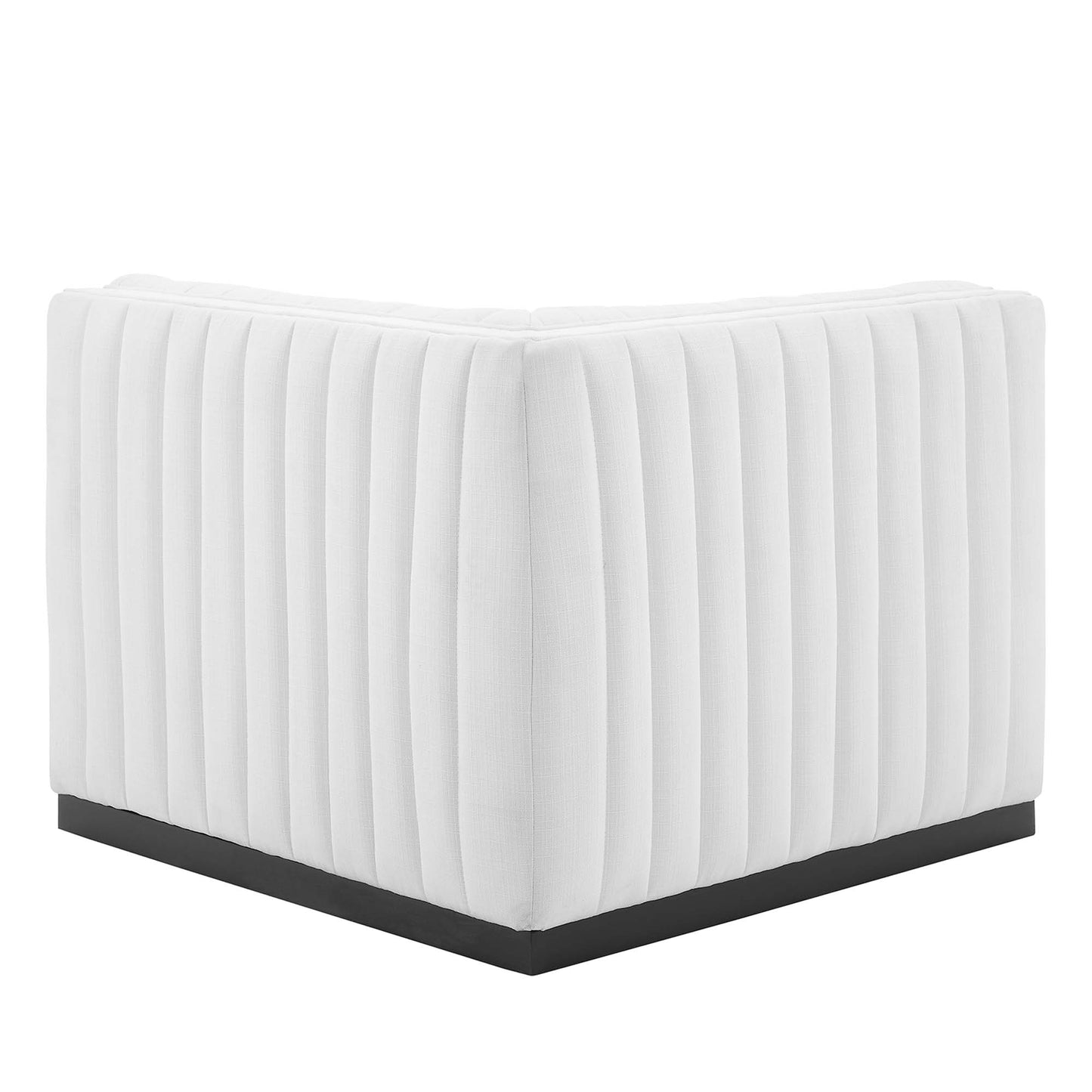 Modway Outlet Conjure Channel Tufted Upholstered Fabric Right Corner Chair by Modway  Living Room Furniture Black White - EEI-5499-BLK-WHI