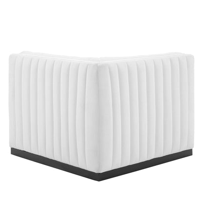 Modway Outlet Conjure Channel Tufted Upholstered Fabric Right Corner Chair by Modway  Living Room Furniture Black White - EEI-5499-BLK-WHI